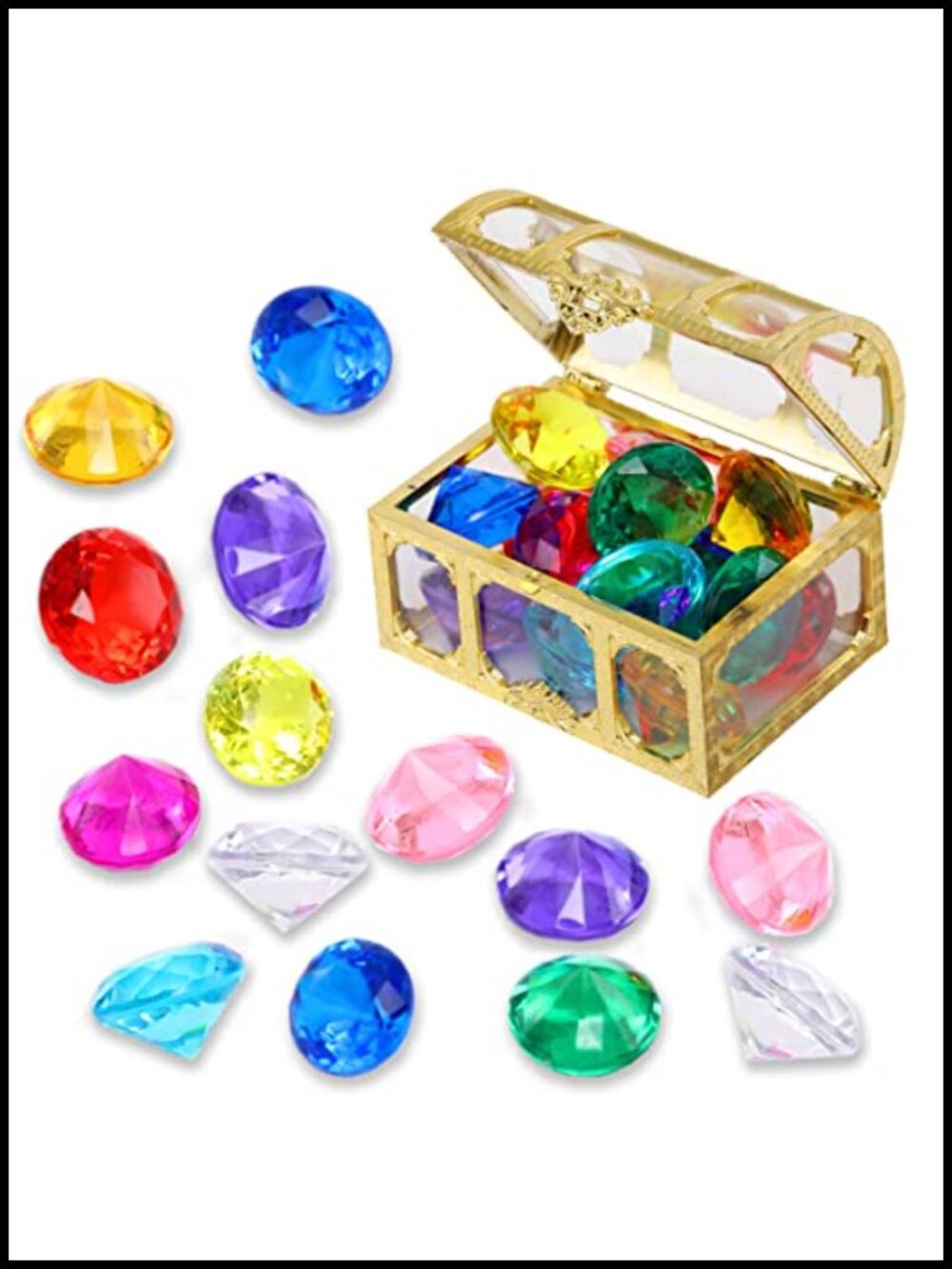 Diving Gem Pool Toys Set with Treasure Chest Sinker Dive Gems
